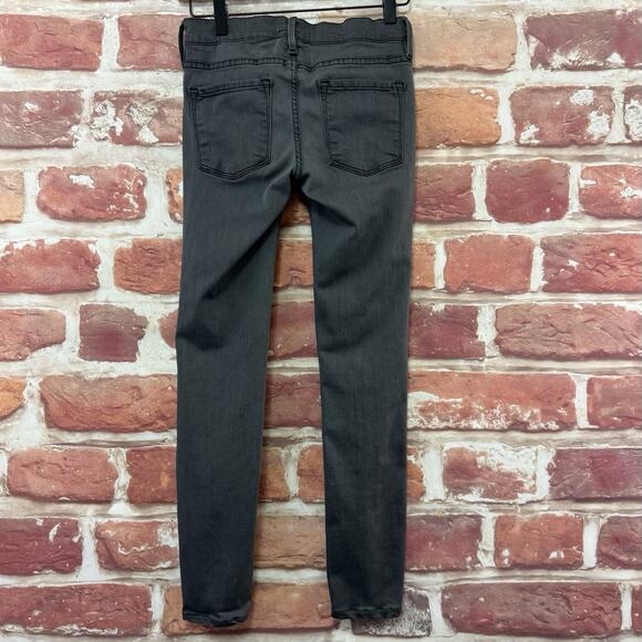 Frame Le Skinny De Jeanne Jeans Women's 25 Gray Distressed Stretchy Zip Up Pants - Picture 2 of 12